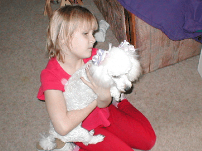 Amanda holding Suzie on March 25, 2002
